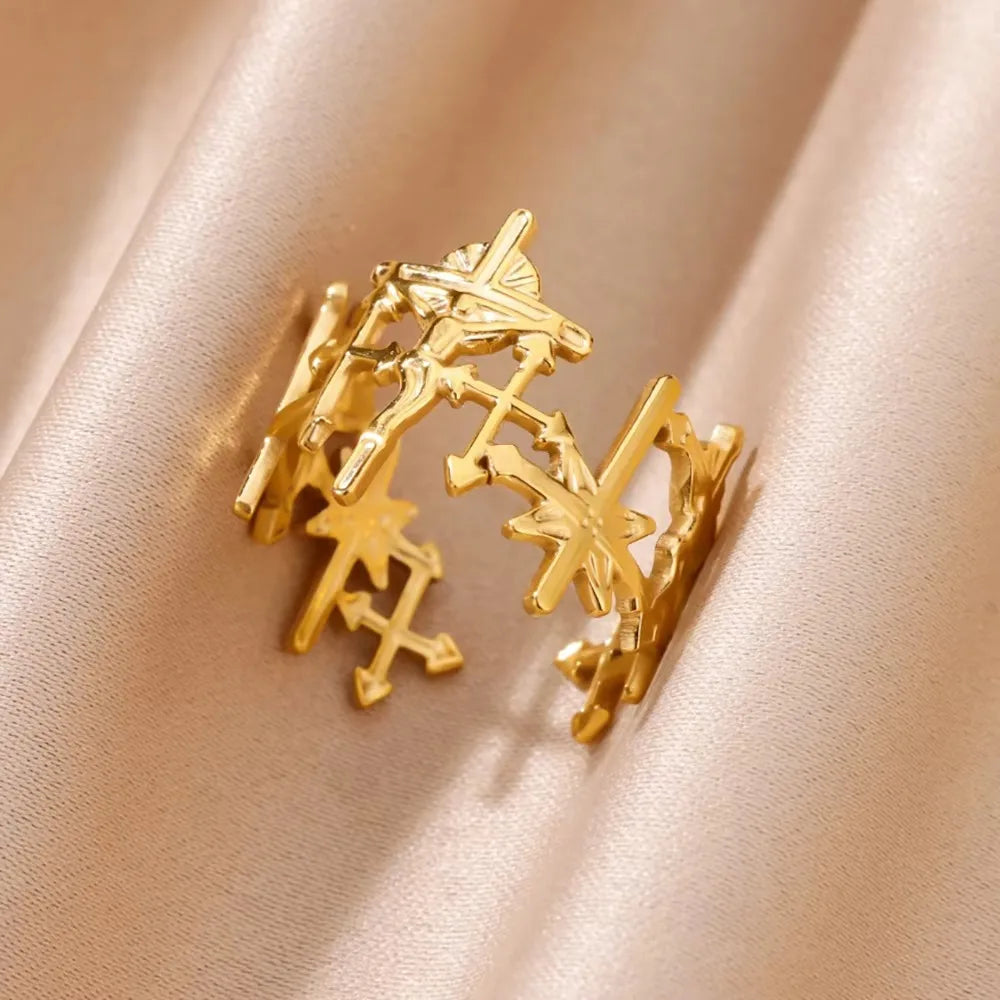Anillos de Cruz para Mujer en Acero Inoxidable