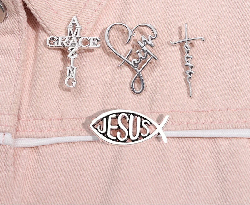 Colección de Pins Metálicos con Símbolos Cristianos de Fe