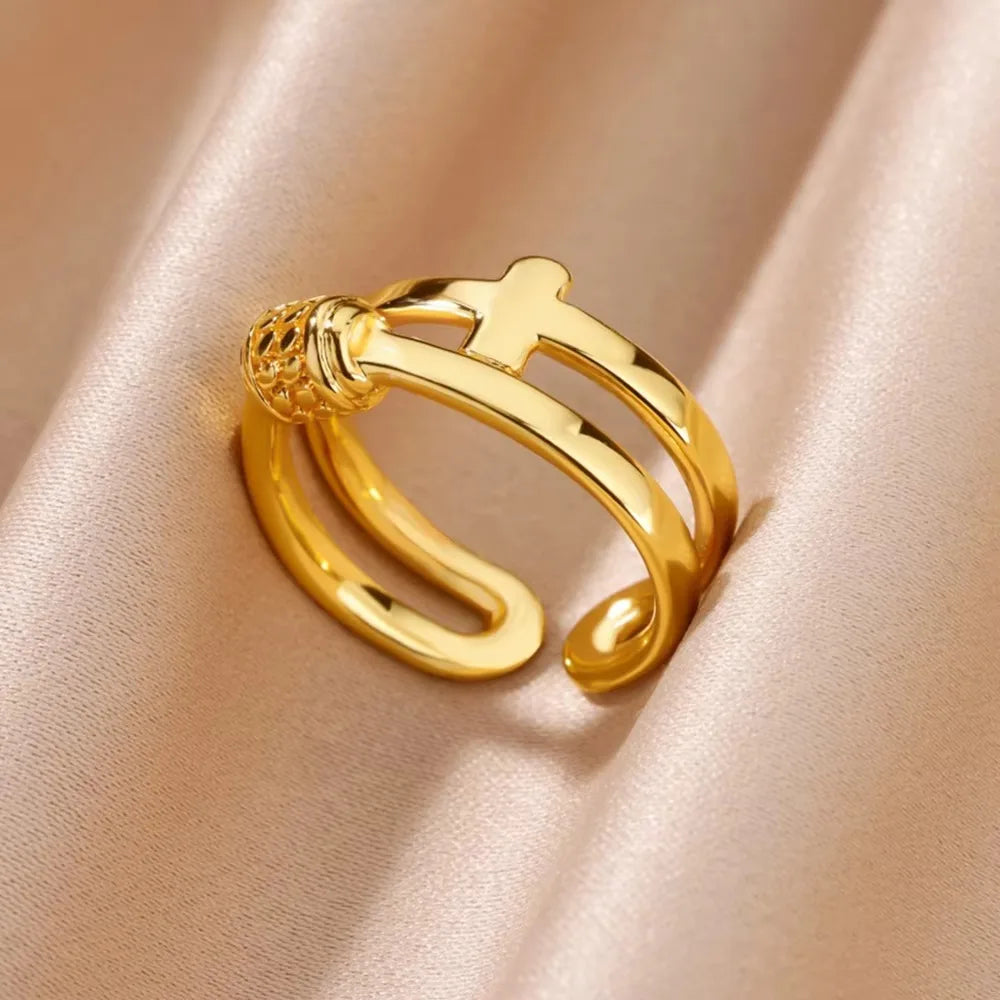 Anillos de Cruz para Mujer en Acero Inoxidable