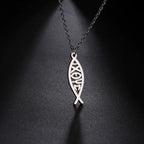 Collar Doble Capa Pez Ichthys Griego Acero Inoxidable para Mujer
