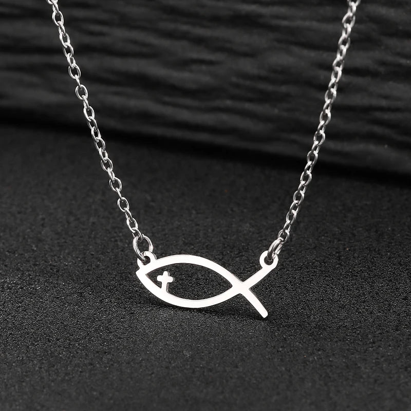 Collar de Pez Ichthys Cristiano en Acero Inoxidable