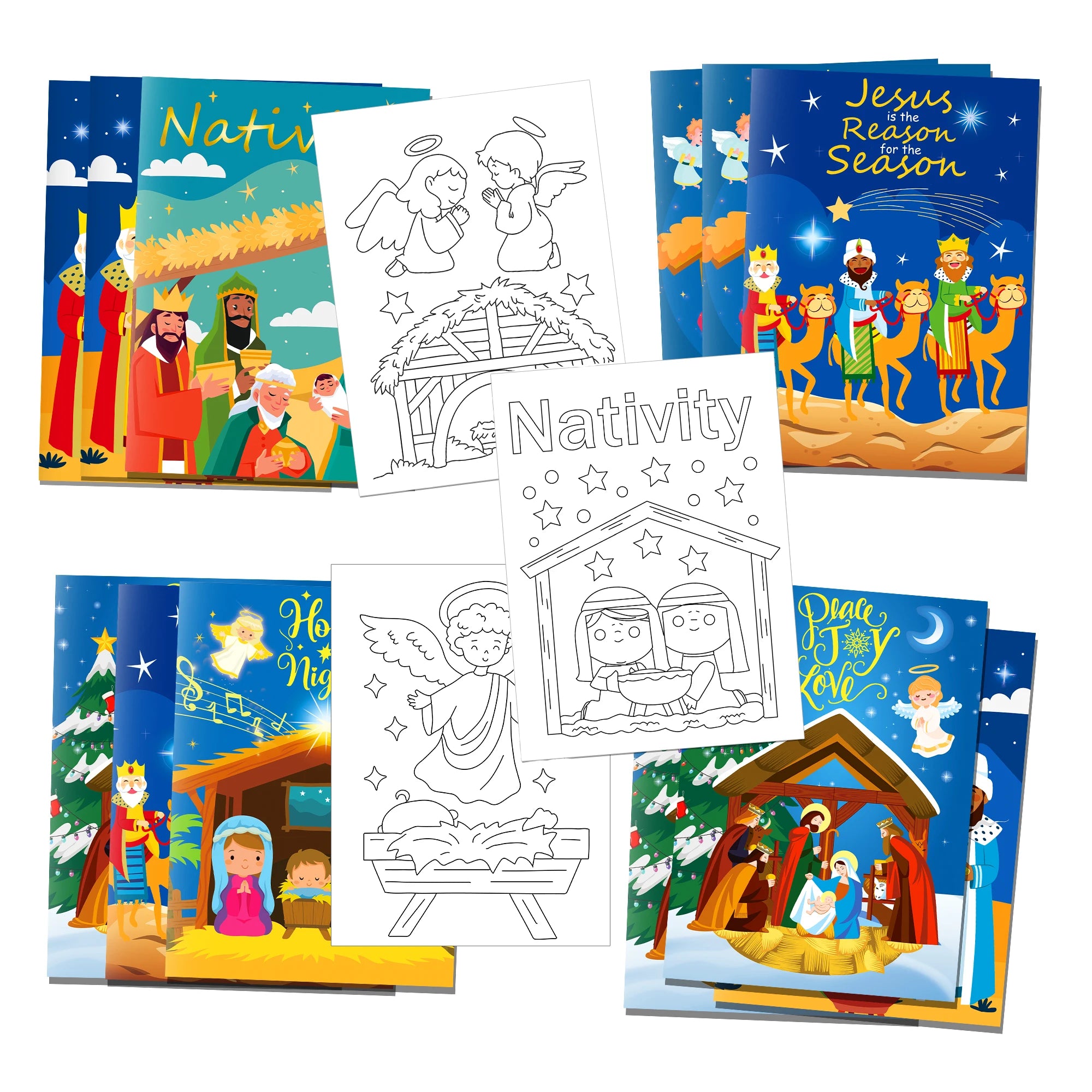 12 Librito de Colorear del Nacimiento de Jesús para Niños