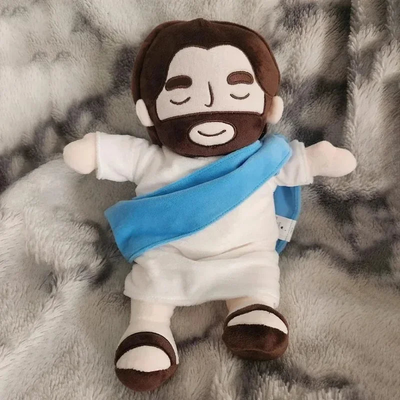 Peluche de Jesús con Respiración Rítmica, Luz Tenue y Música de Relajación