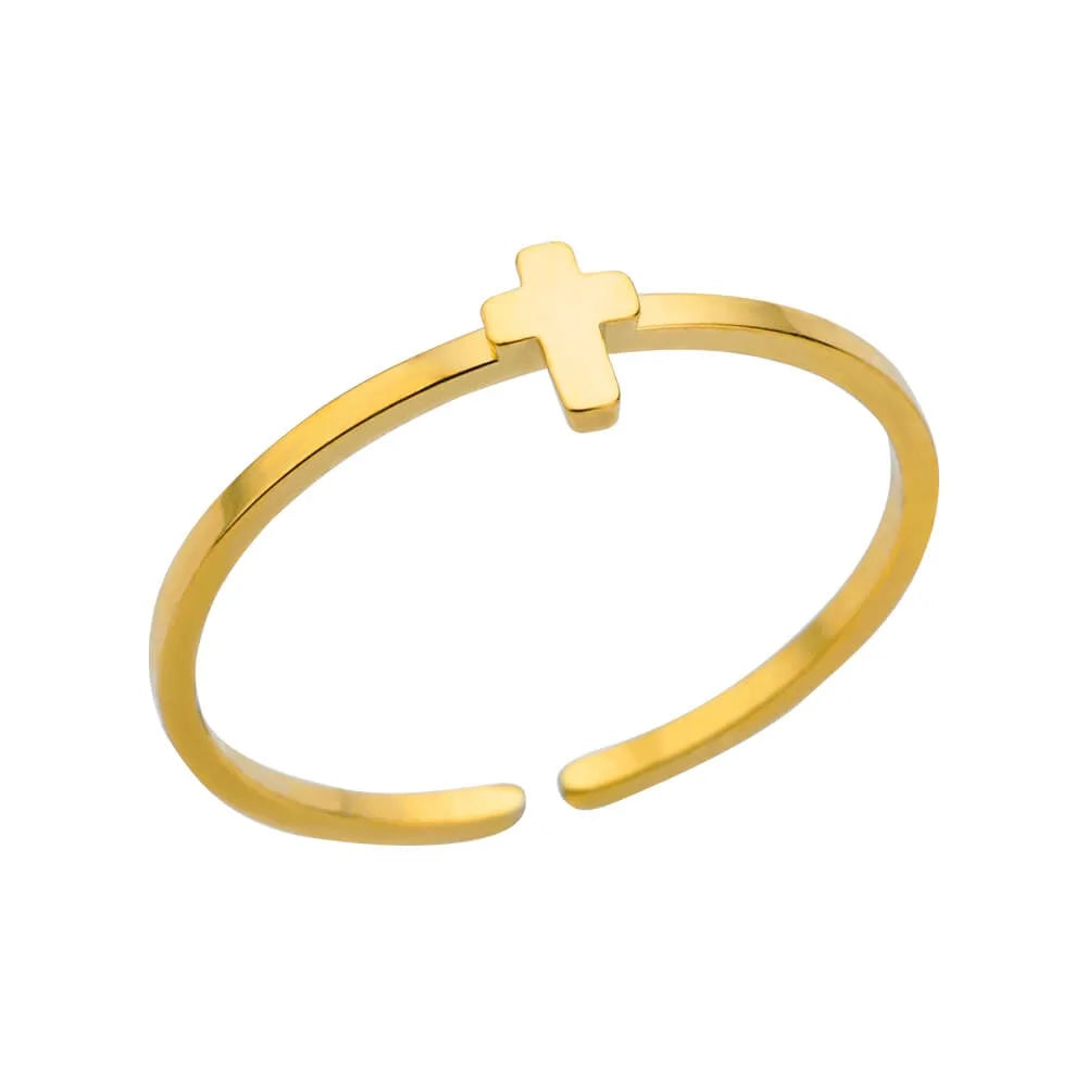 Anillos de Doble Cruz con Circonitas Acero Inoxidable