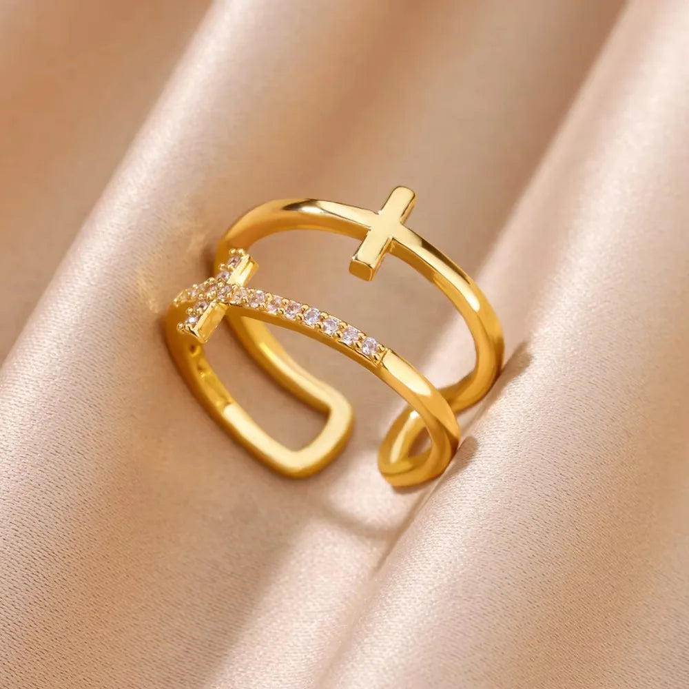 Anillos de Cruz para Mujer en Acero Inoxidable