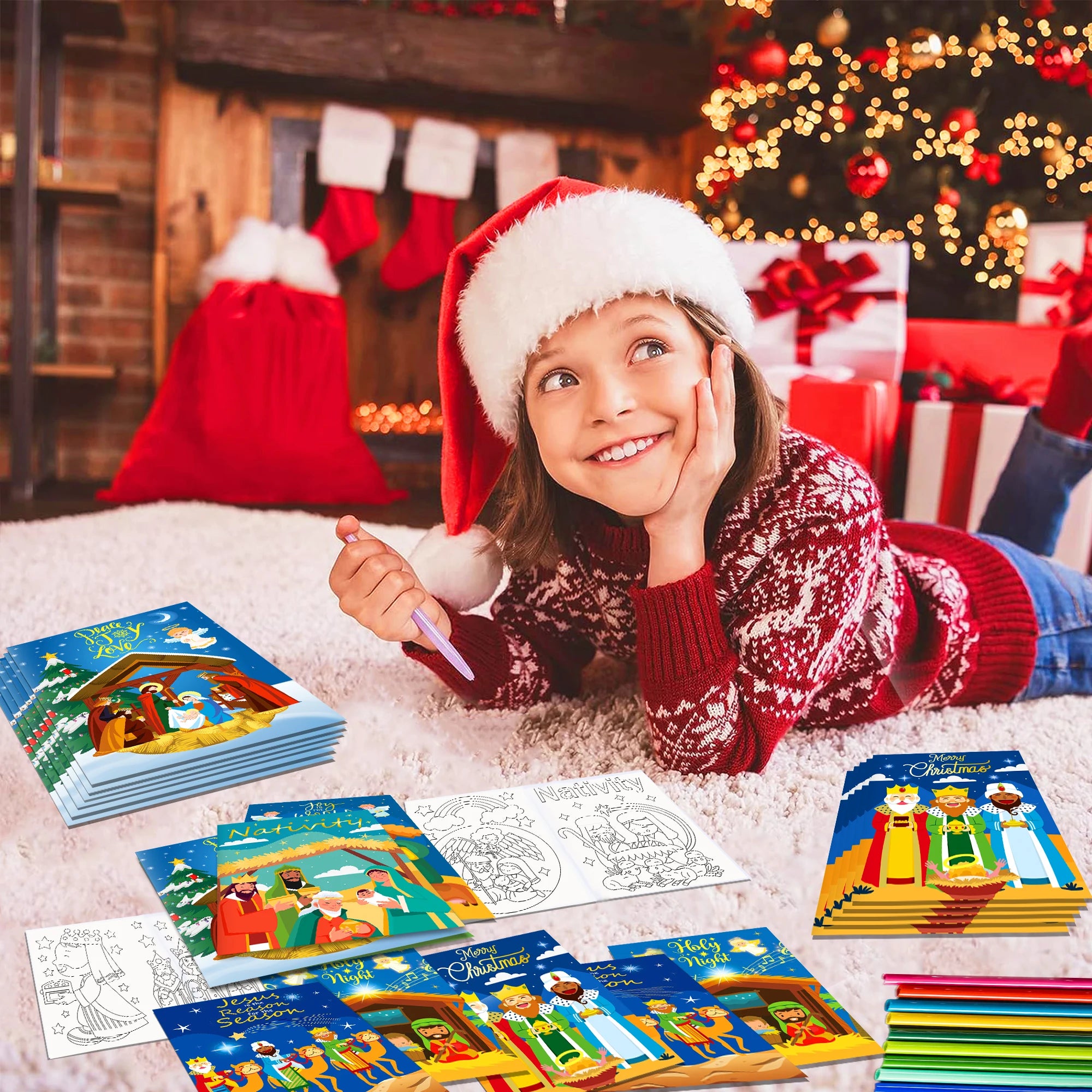 12 Librito de Colorear del Nacimiento de Jesús para Niños