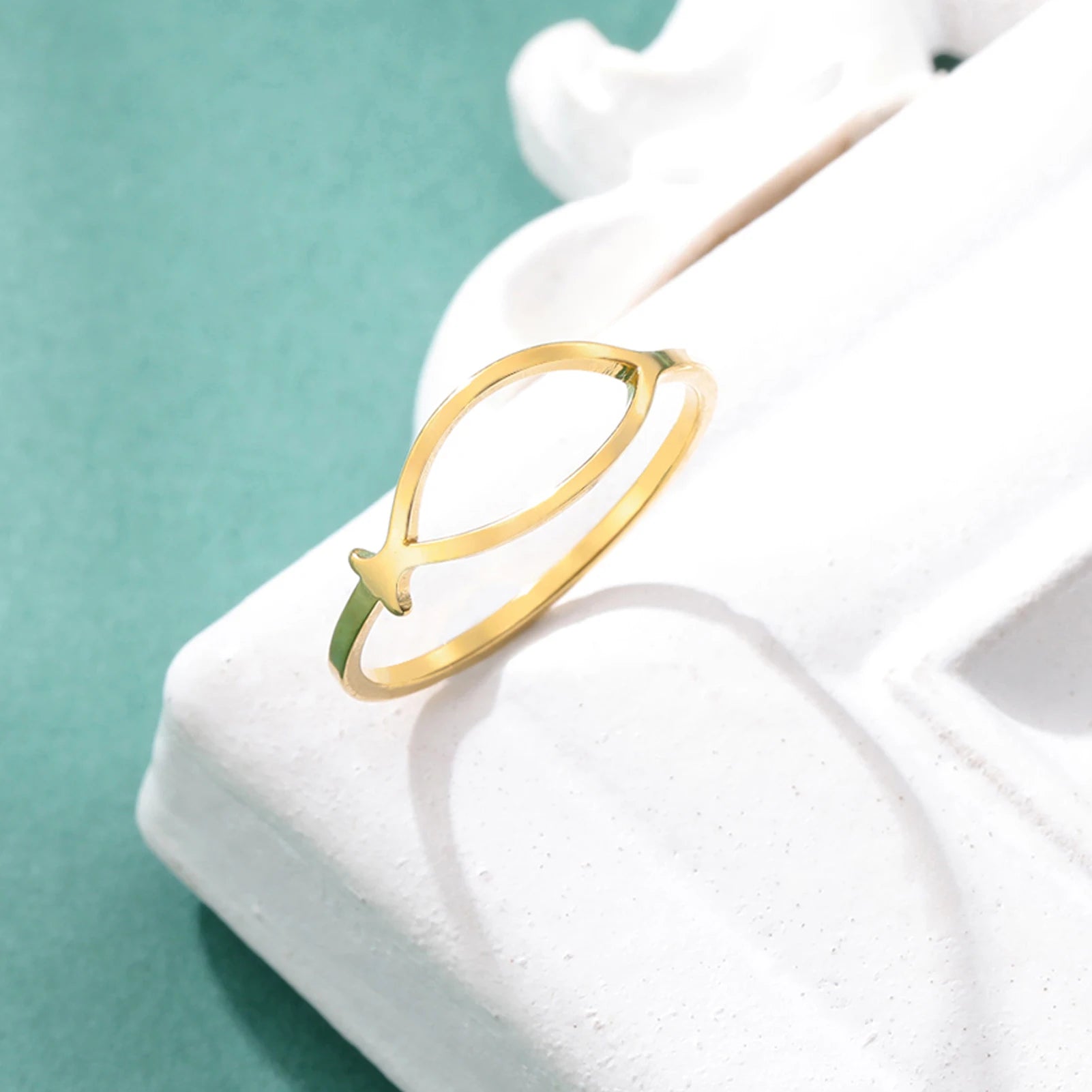 Anillo Pez Ichthys Jesús Acero Inoxidable Minimalista