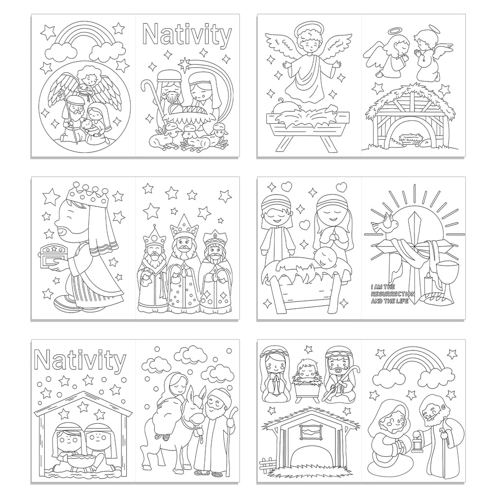 12 Librito de Colorear del Nacimiento de Jesús para Niños
