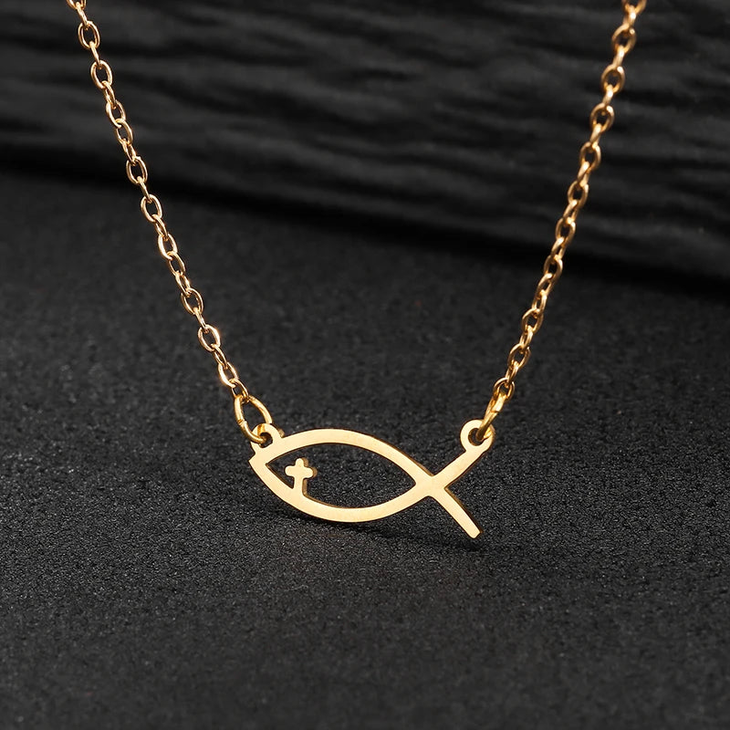 Collar de Pez Ichthys Cristiano en Acero Inoxidable