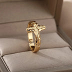 Anillo Vintage Cruz  en Acero Inoxidable Ajustable