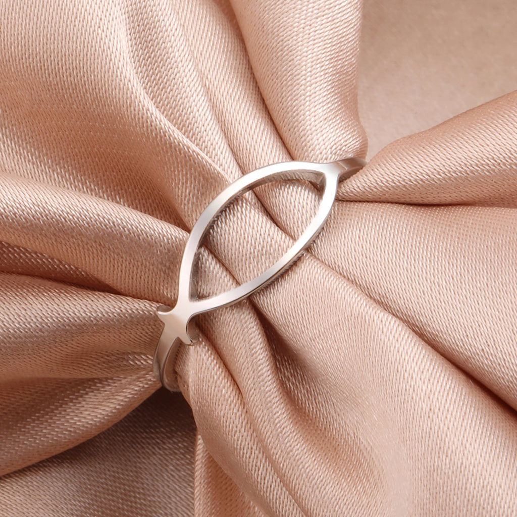 Anillo Pez Ichthys Jesús Acero Inoxidable Minimalista