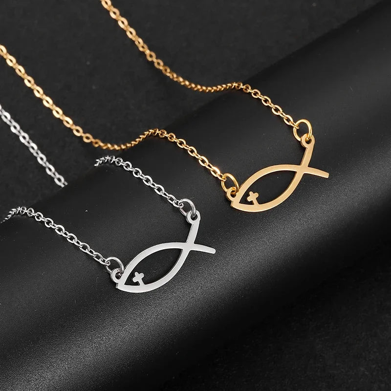 Collar de Pez Ichthys Cristiano en Acero Inoxidable