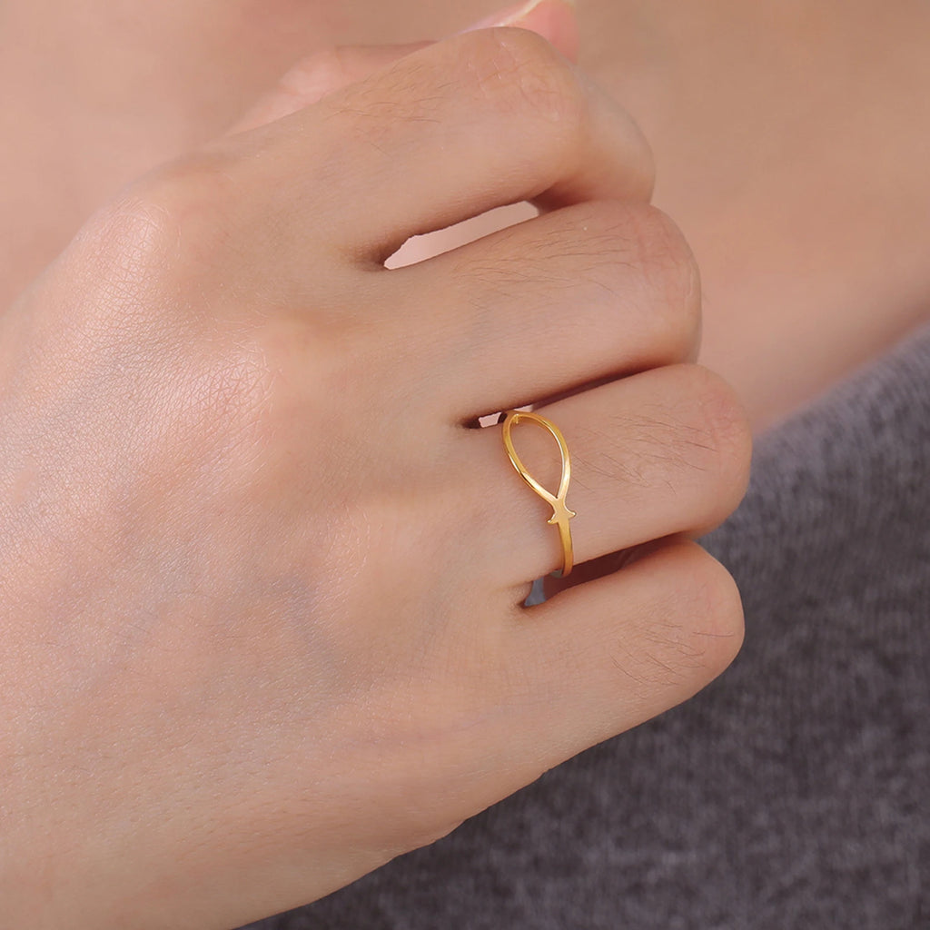 Anillo Pez Ichthys Jesús Acero Inoxidable Minimalista
