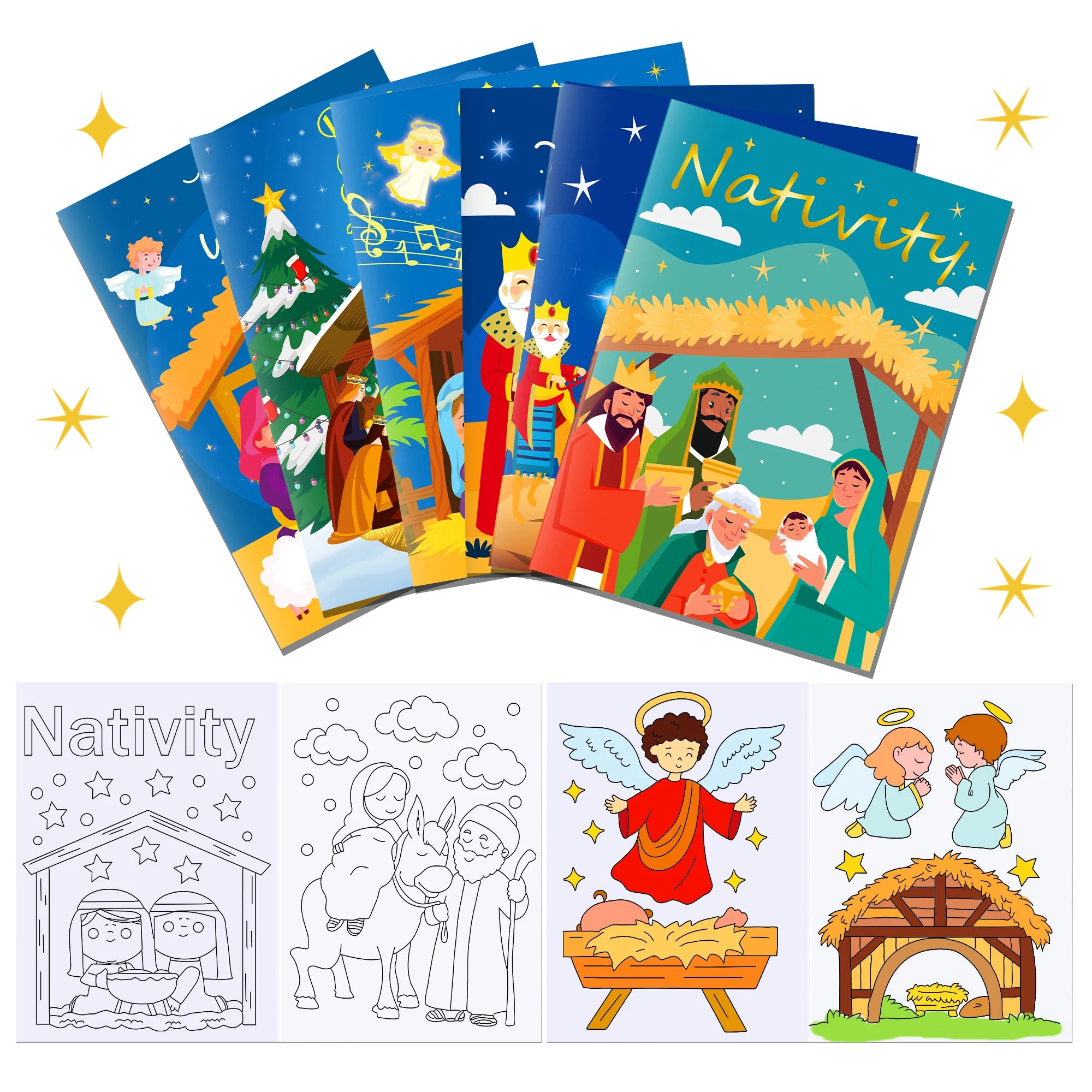 12 Librito de Colorear del Nacimiento de Jesús para Niños