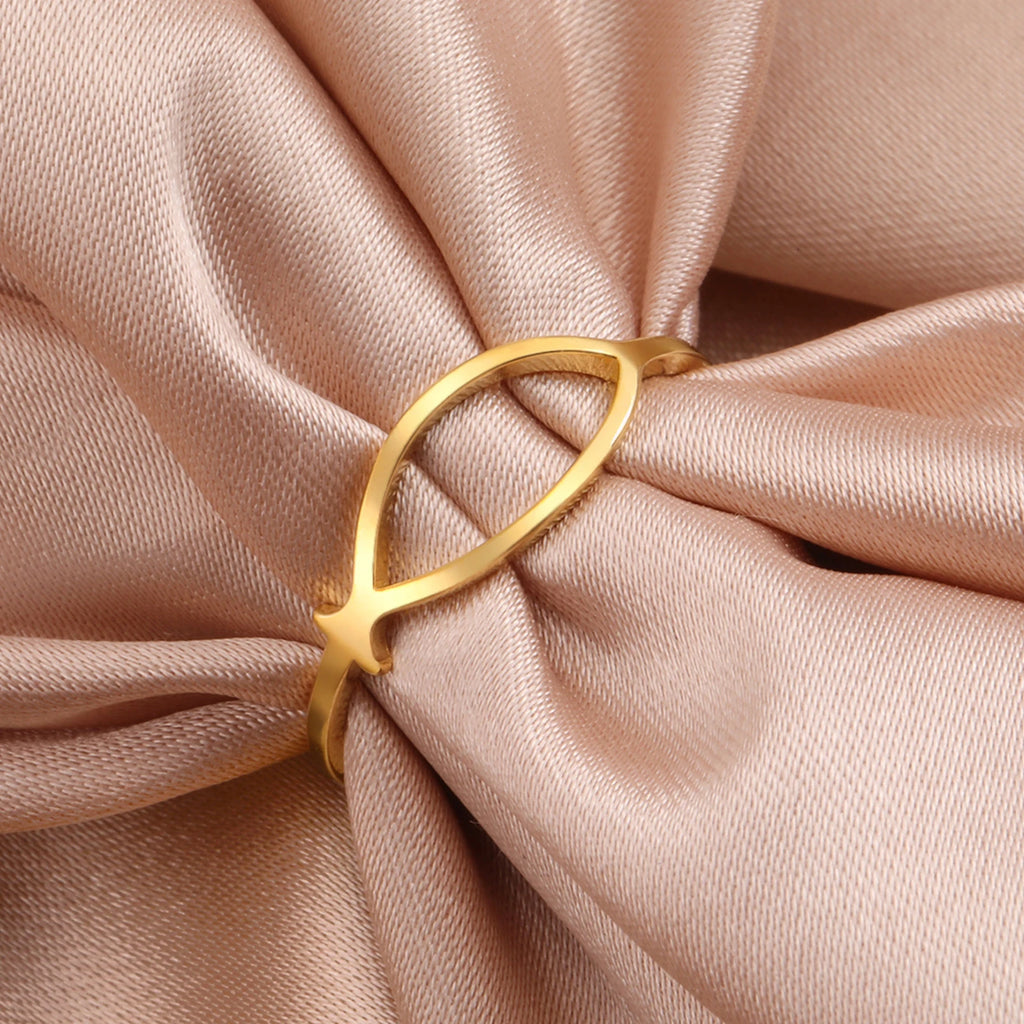 Anillo Pez Ichthys Jesús Acero Inoxidable Minimalista