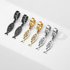 Varios Pendientes de Aro con Cadena y Pez Ichthys en Acero Inoxidable