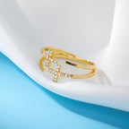 Anillos de Doble Cruz con Circonitas Acero Inoxidable