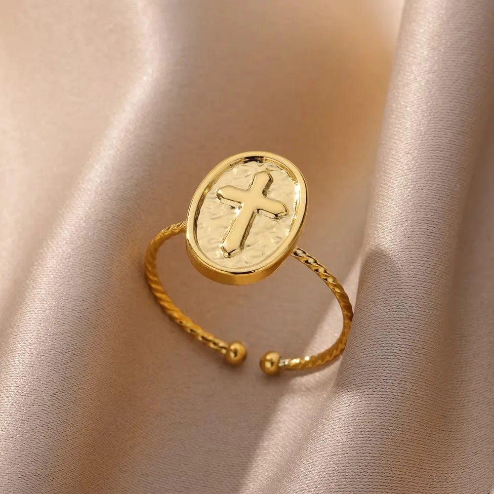 Anillos de Cruz para Mujer en Acero Inoxidable