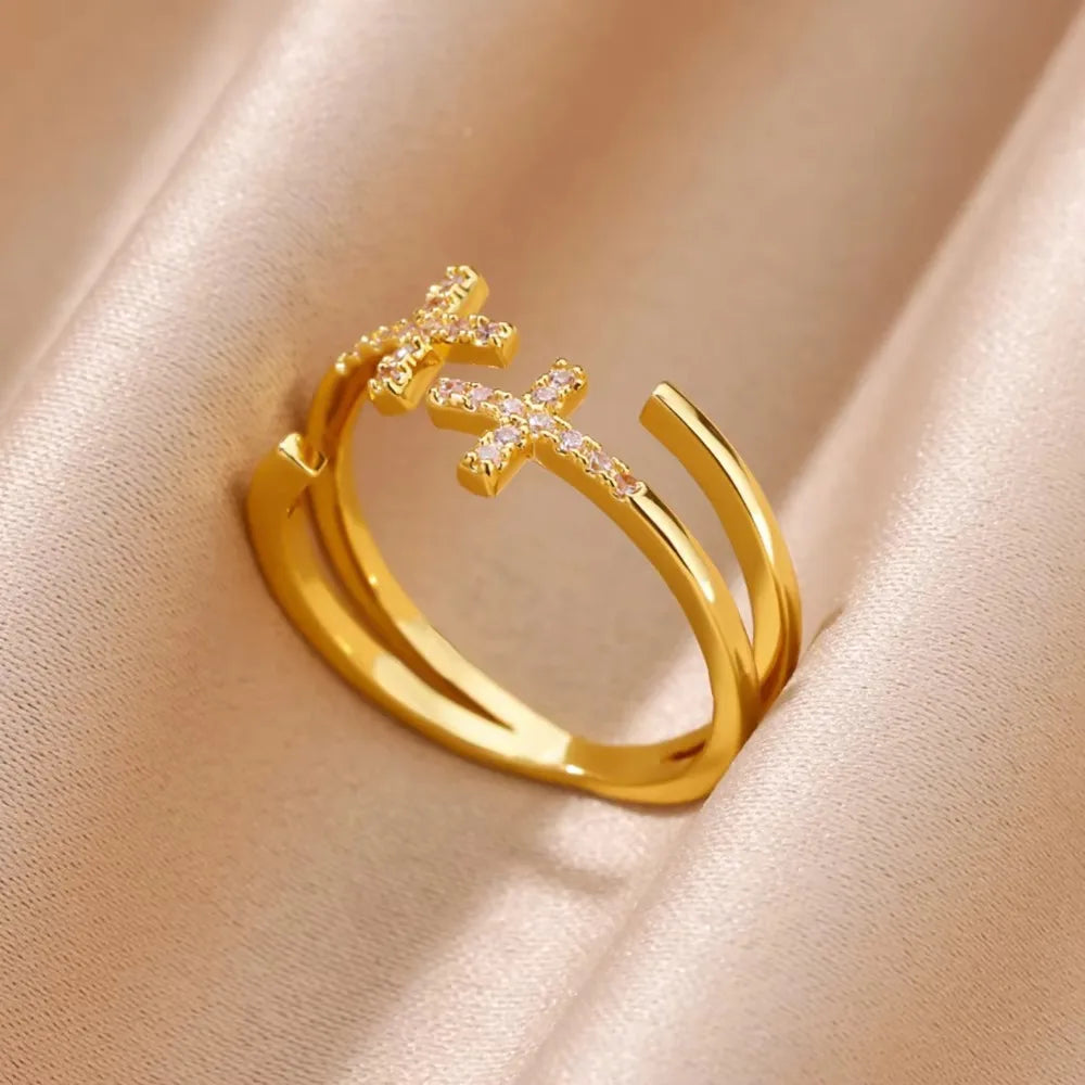 Anillos de Cruz para Mujer en Acero Inoxidable
