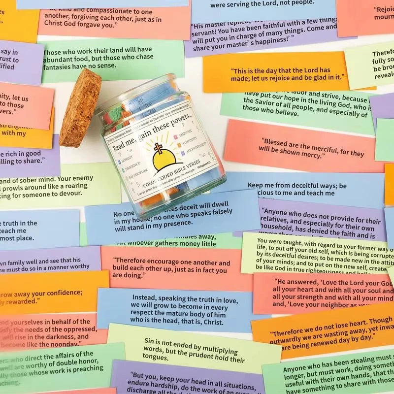 Tarro de Versículos Bíblicos con Caja de Regalo y Etiquetas de Colores