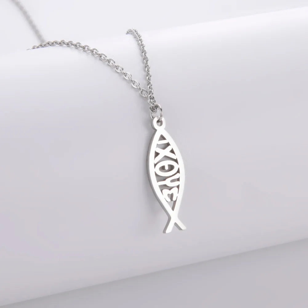 Collar Pez Ichthys Jesús Acero Inoxidable para Mujer y Hombre