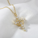 Collar con Colgante de Cruz y Corona para Mujer