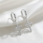 Pendientes de Cruz Coronada Giratoria para Mujer Cristiana