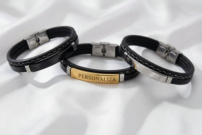 Brazalete de Cuero y Acero  Personalizado