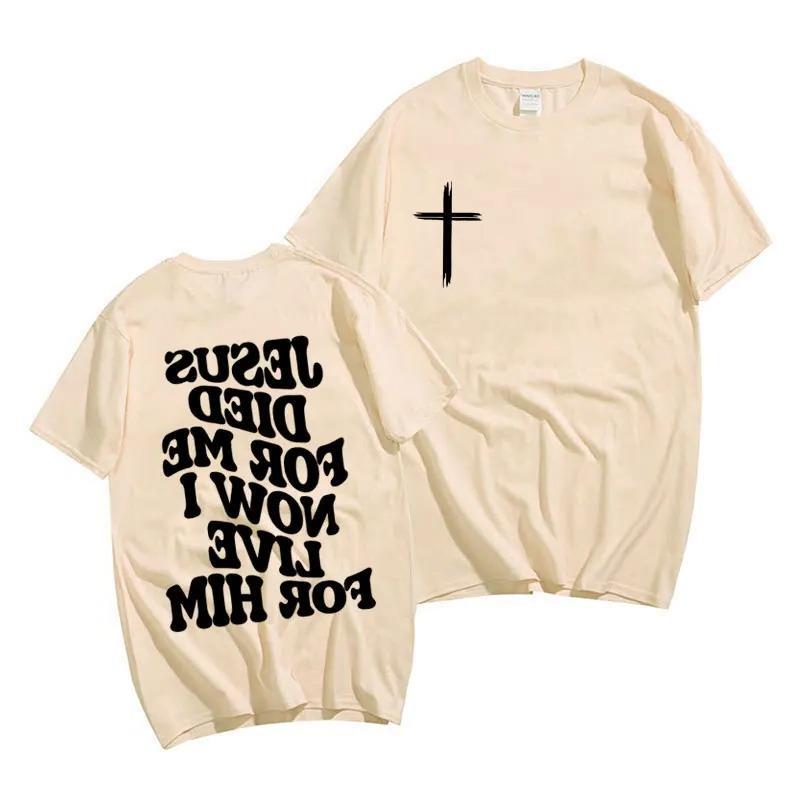 Camiseta Cristiana Jesús Murió por Mí Ahora Vivo por Él