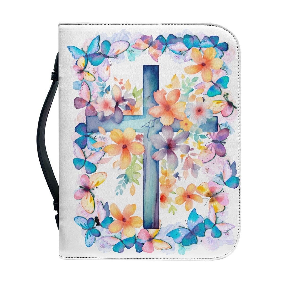 Funda de Protección para Biblia con Diseño de Cruz y Flores