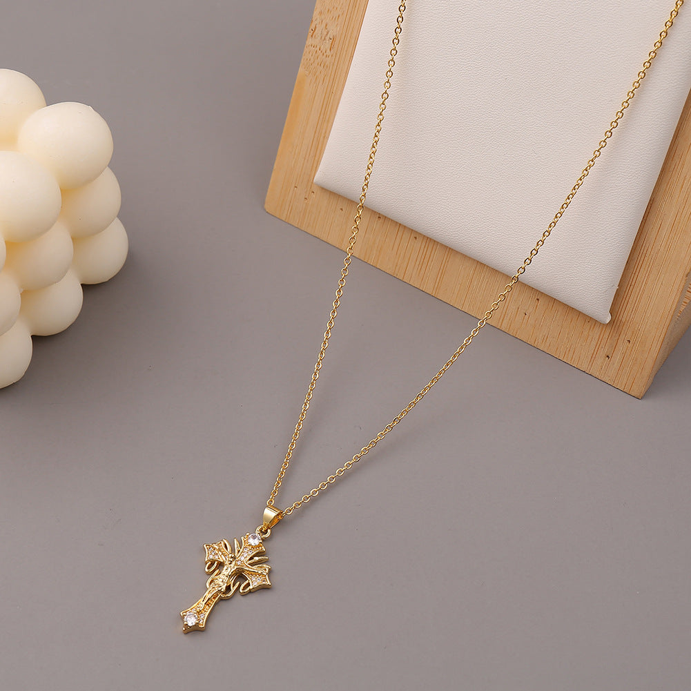 Collar Cruz de Jesús Estilo Crucifijo con Cristales