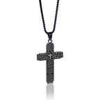 Collar de Cruz en Acero Inoxidable con Grabado del Padre Nuestro