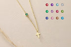 Collar Cruz con Piedras Personalizables - Acero Inoxidable