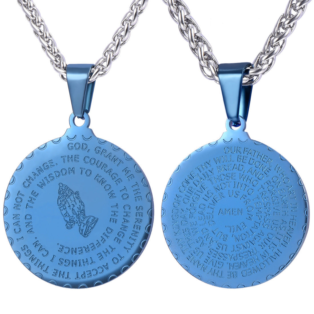 Collar cristiano con Colgante de Oración de la Serenidad y Manos en Oración