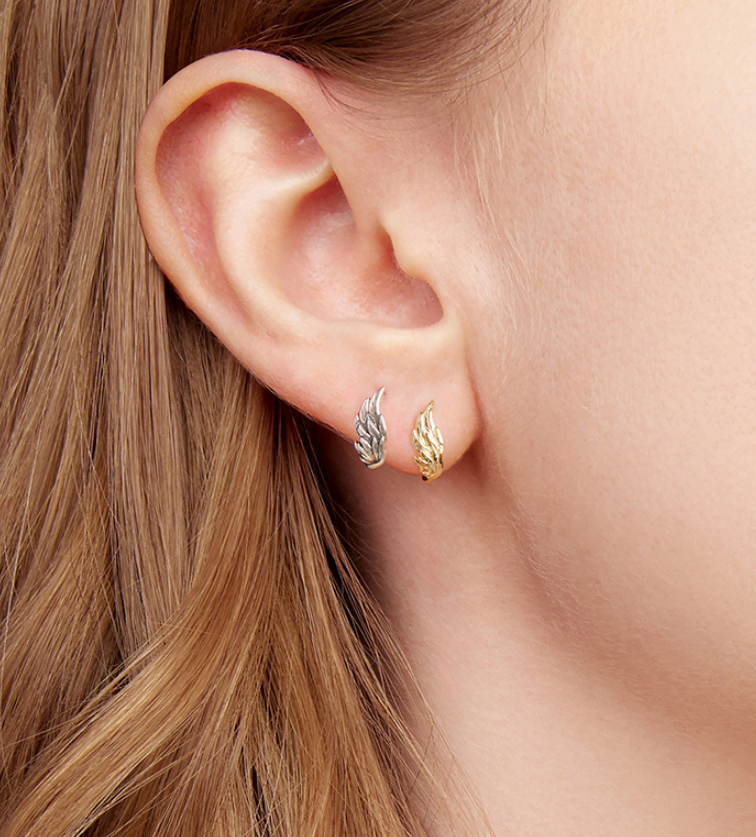 Pendientes de plata con alas angelicas