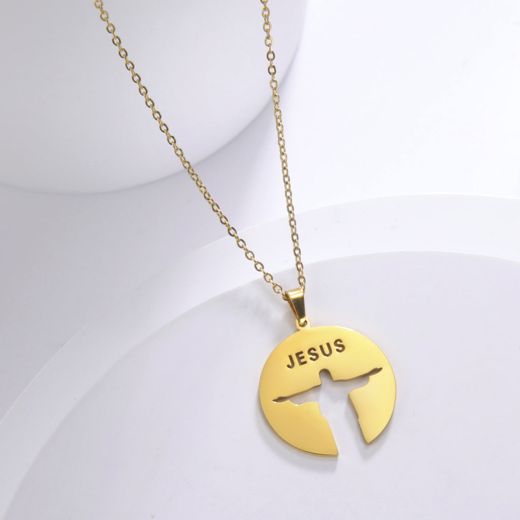 Collar con Medalla Silueta de Jesús en Acero Inoxidable