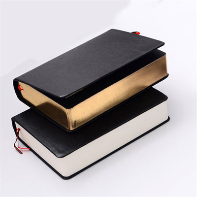 Cuaderno de Notas con Encuadernación Estilo Biblia Clásica y Bordes Metalizados