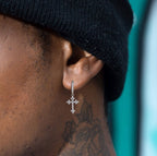 Pendientes cruz con zirconia unisex – Aleación resistente
