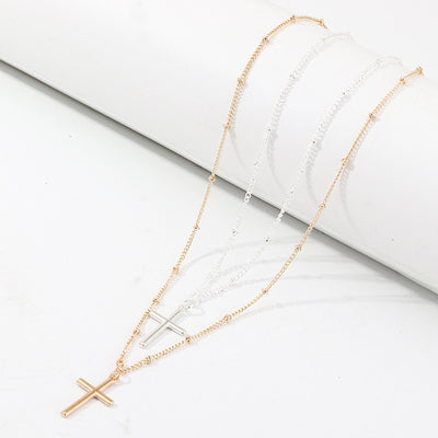 Collar de Cruz Sencilla para Mujer en Aleación de Metal