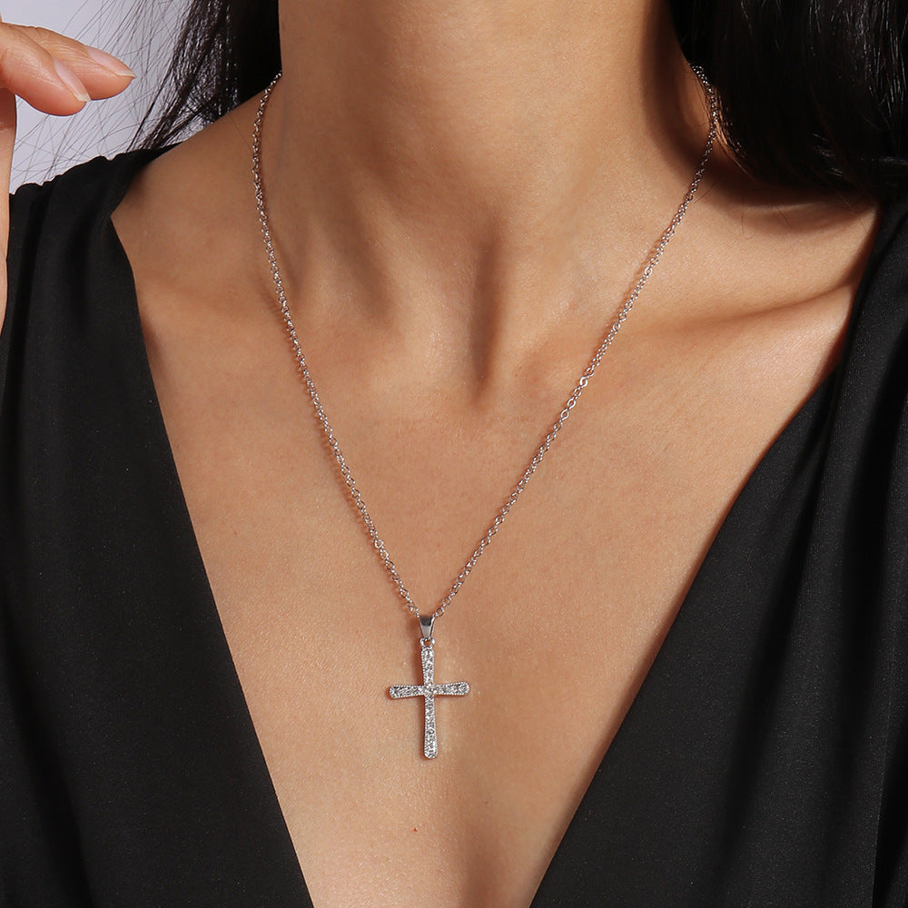 Collar de Cruz con Cristales para Mujer