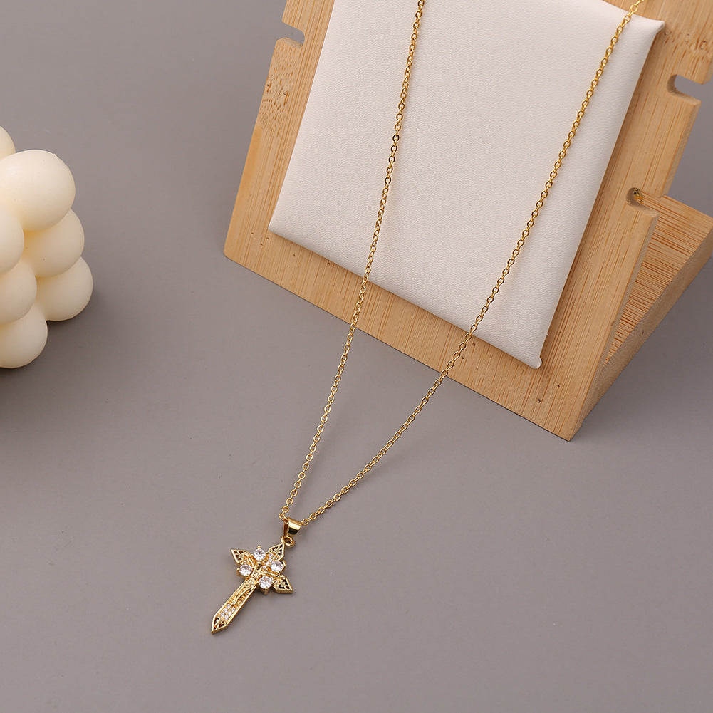 Collar Cruz de Jesús Estilo Crucifijo con Cristales