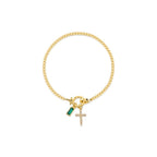 Pulsera cristiana con cruz y piedra