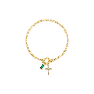 Pulsera cristiana con cruz y piedra
