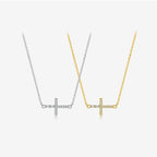 Collar y Pulsera de Cruz Horizontal en Plata de Ley 925