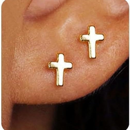 Pendientes pequeños en forma de cruz de Jesus