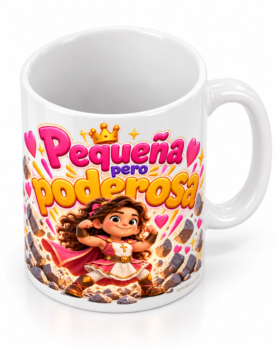 Taza Cristiana''Pequeña pero poderosa · Para niñas-  Coleccion TCA KIDS -Diseño Exclusivo TCA · 11 oz