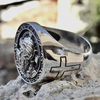 Anillo Cristiano Rostro de Jesús y Cruz