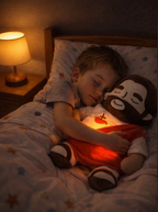 Peluche de Jesús con Respiración Rítmica, Luz Tenue y Música de Relajación