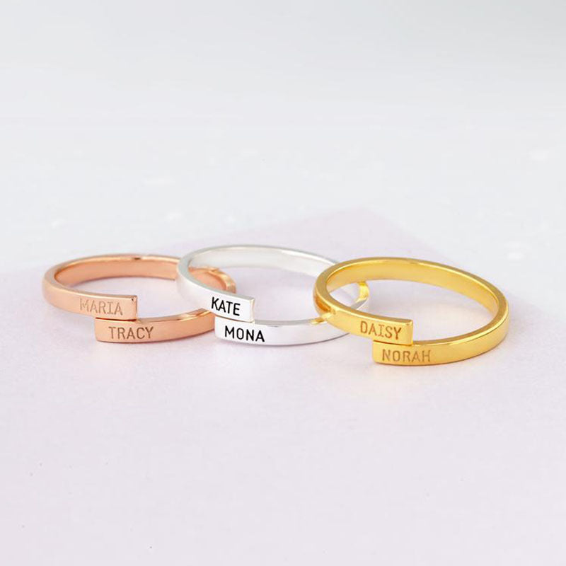 Anillo doble Nombre  Personalizable Acero inoxidable