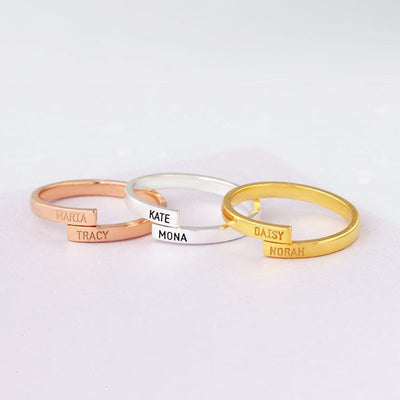 Anillo doble Nombre  Personalizable Acero inoxidable